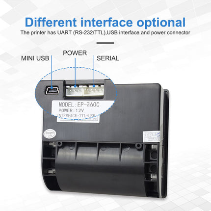Cashino EP-260C 2 Inch Panel Thermal Receipt Printer with Auto Cutter - CASHINO PRINTER